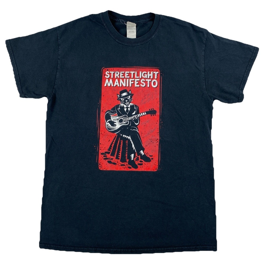 Streetlight Manifesto Band Tour T-Shirt Cat with Guitar Men's Medium